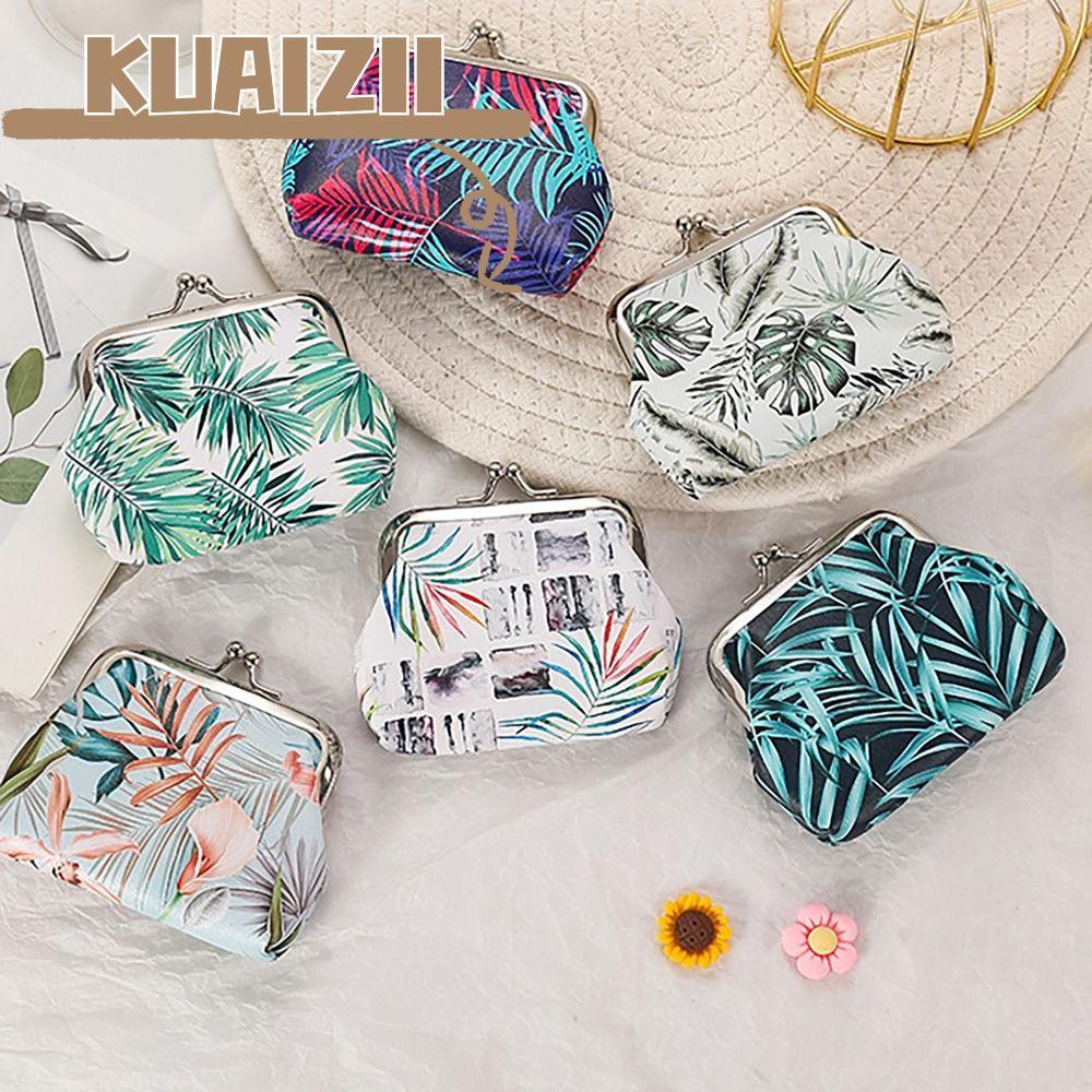 KUAIZII กระเป๋าใส่เหรียญสไตล์ชาติพันธุ์ แบบคลิปเหล็ก พร้อมลายดอกไม้สำหรับเครื่องประดับและของขวัญ