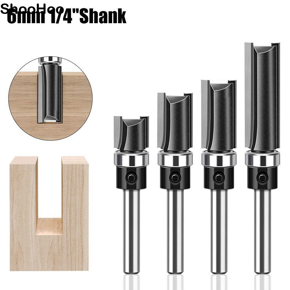 SHOOHOO Router Bit, Bearing Straight Line Cutter, 6 มม. 1/4" Shank Copy Trimming Cutter