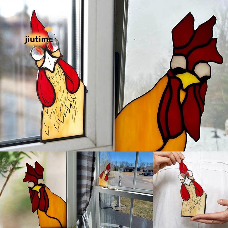 Rooster อะคริลิคแขวนหน้าต่าง, Rooster Stained อะคริลิคสําหรับหน้าต่าง, Perfect Rooster Decor B