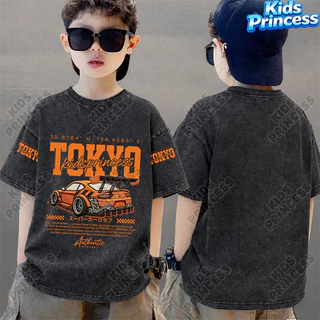 COD 2026 สินค้าใหม่ ทรงหลวม คอกลม เสื้อเด็ก kids Distressed T-shirt ผ้าฝ้าย เด็กชาย เสื้อผ้าเด็ก t-shirt S621