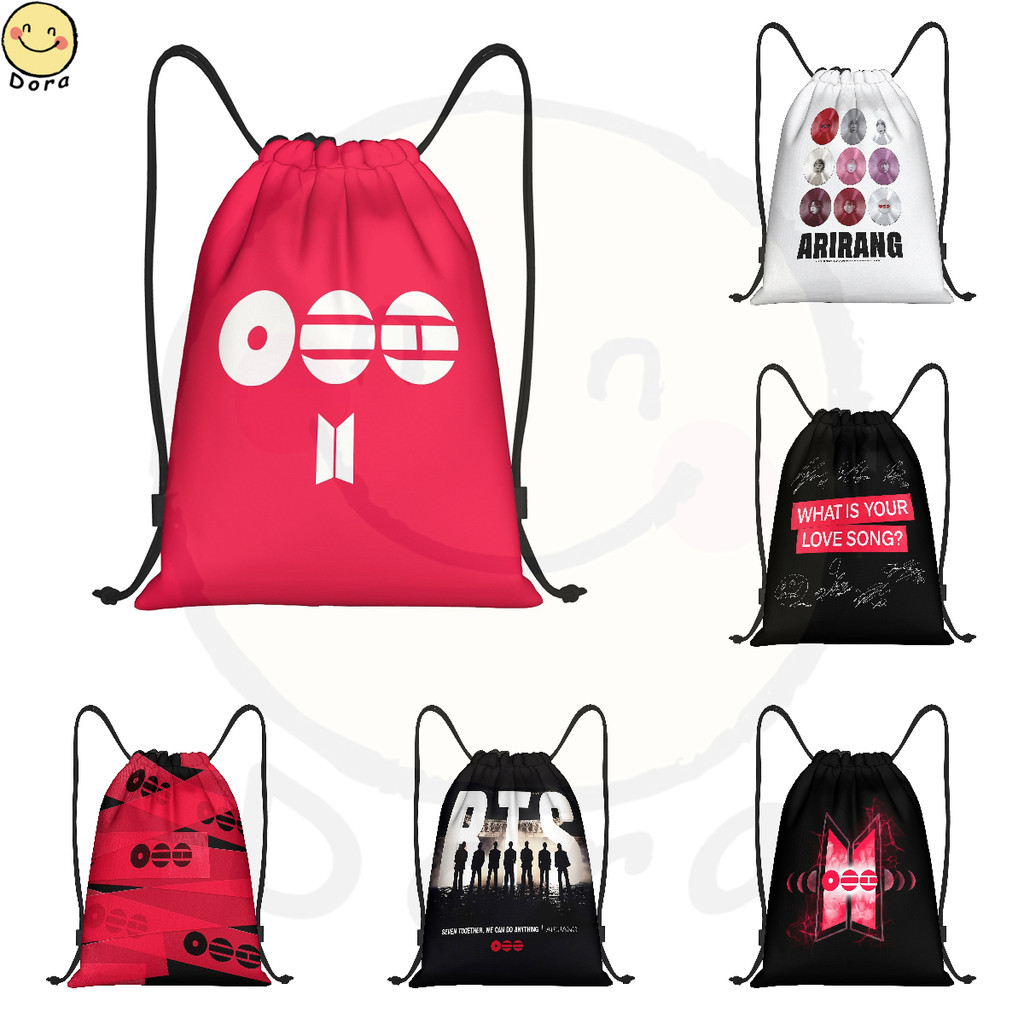 BTs Gym Sack Bag Sport Drawstring Backpack Bag for Gym Shopping Sport Yoga Outdoor Portable Backpack