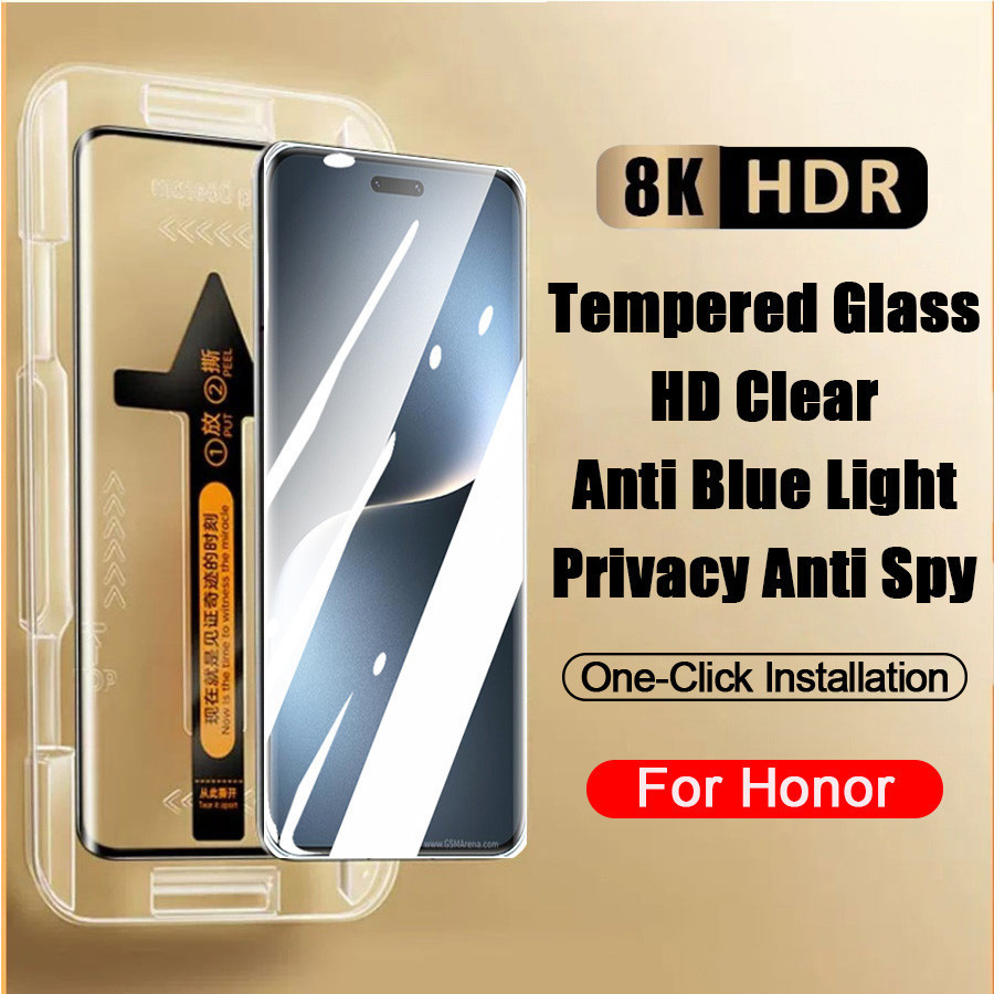 สําหรับ Honor Magic 70 7 6 5 4 Pro RSR 5G Full Cover HD Clear Anti Blue Light ความเป็นส่วนตัวโค้งติดตั้งง่ายกระจกนิรภัย One-Click ติดตั้งป้องกันหน้าจอ