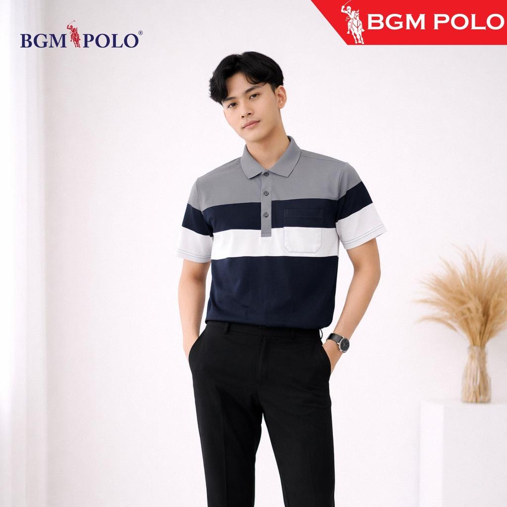 BGM POLO COLLAR เสื้อยืด STRIPED 4610-BP-CS187S4610-MNCNCTW