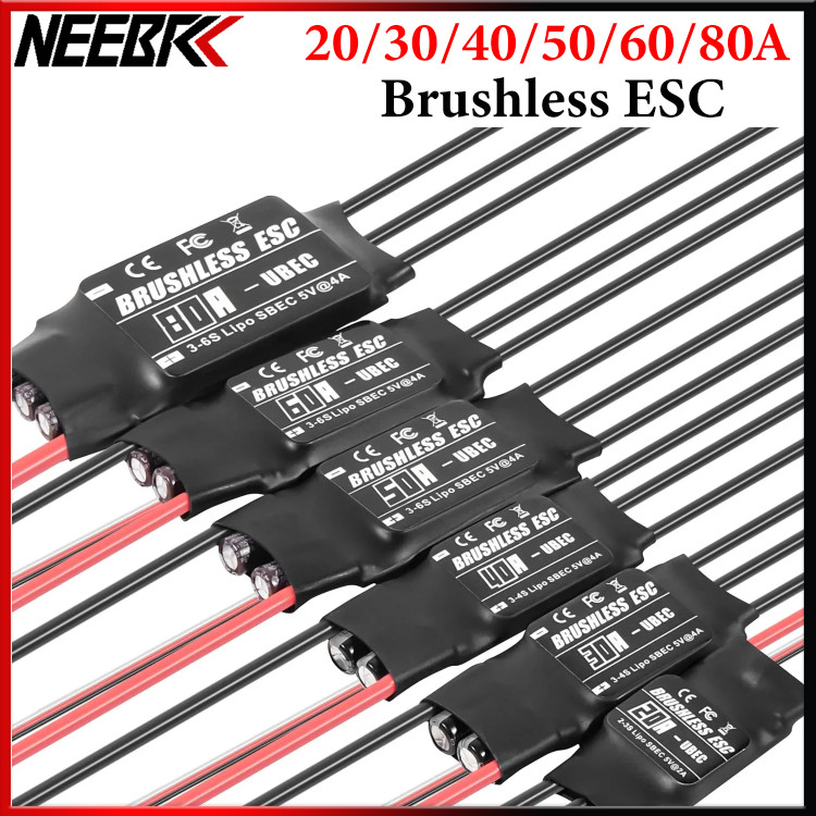 NEEBRC 20A 30A 40A 50A 60A 80A Brushless ESC UBEC Speed Controller 2-6S พร้อมการ์ดการเขียนโปรแกรมสําหรับ RC Fixed-wing Multicopter เครื่องบิน FPV Drone