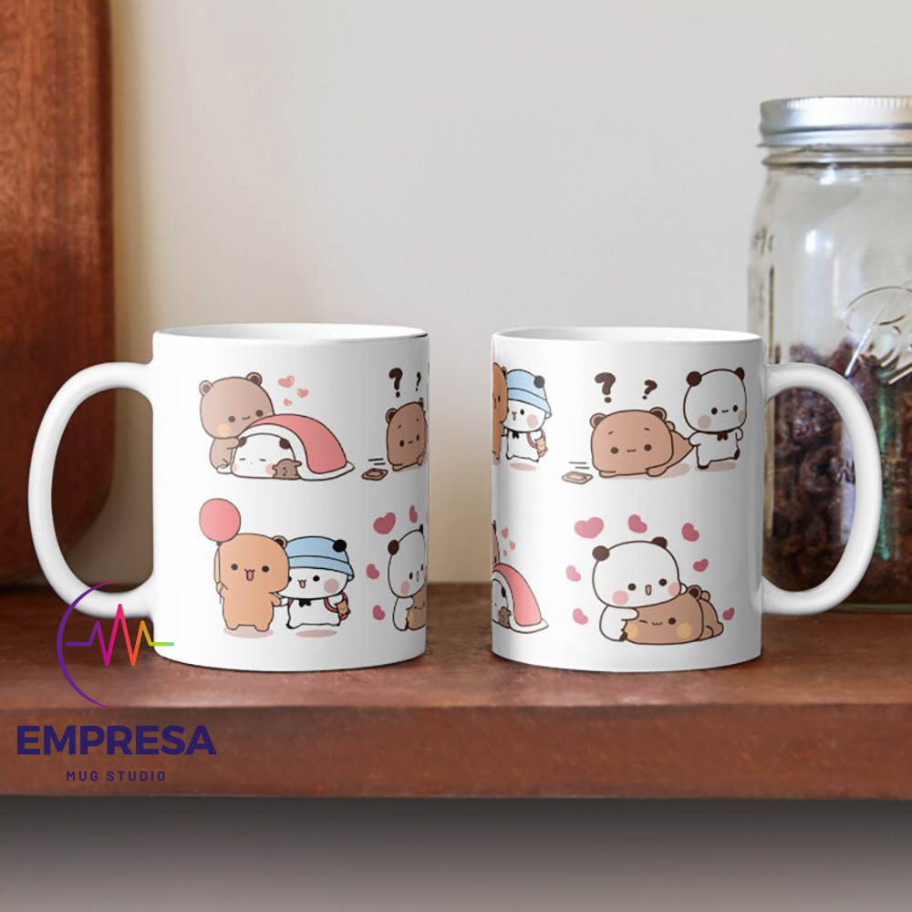 Bear and Panda Motif Mug Bubu Dudu KAWAII แก้วกาแฟของขวัญ