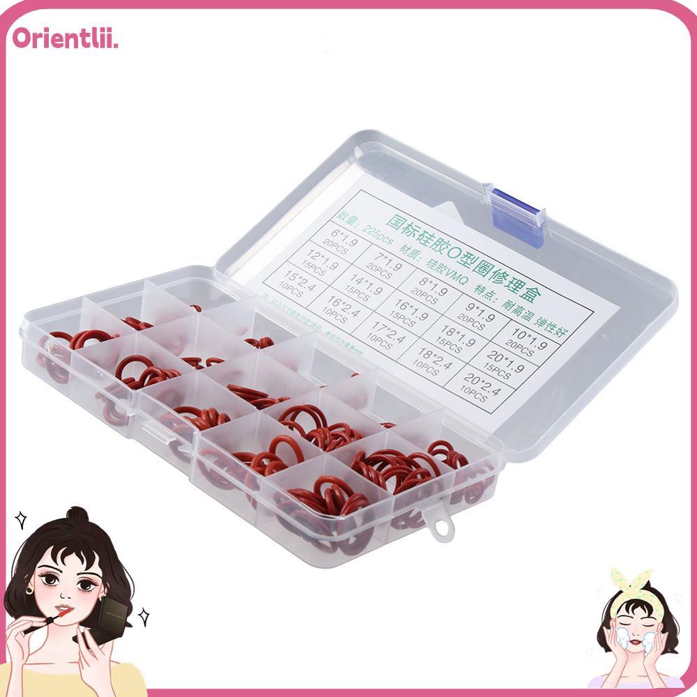 ORIENTTK 225 ชิ้น O-Ring ยางซิลิโคนเมตริกซีลปะเก็นชุดซีล O-Ring