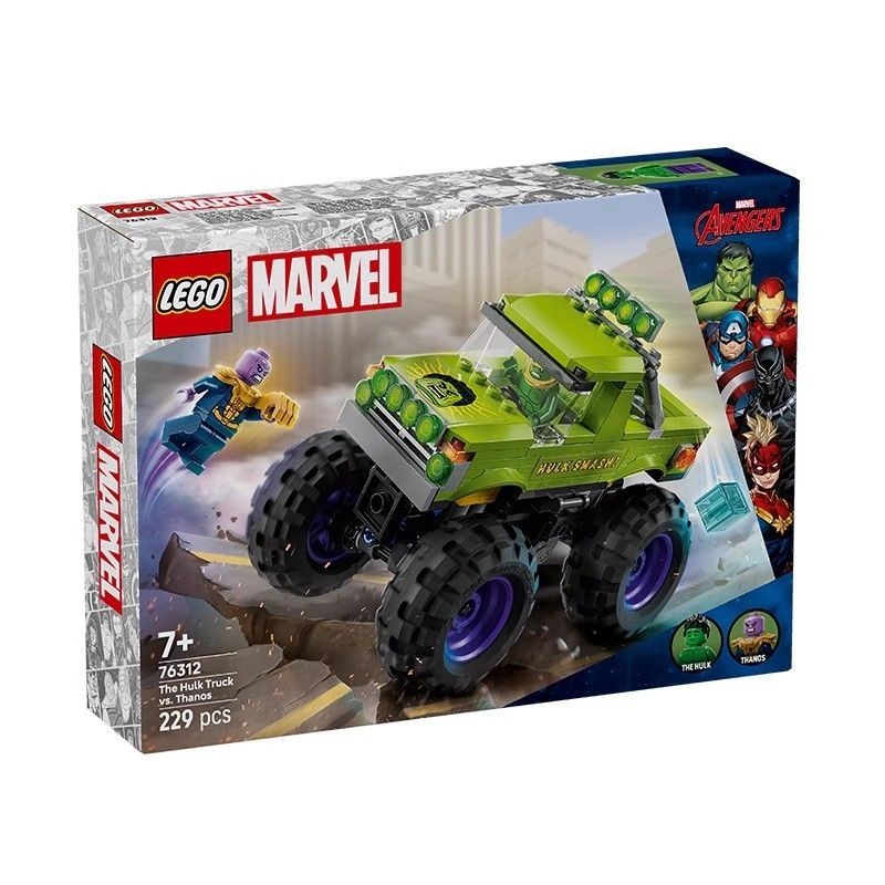 Lego 76312 Marvel Series รถบรรทุก Hulk ขนาดใหญ่ vs Thanos ของเล่นบล็อกตัวต่อเพื่อการศึกษาสําหรับเด็ก