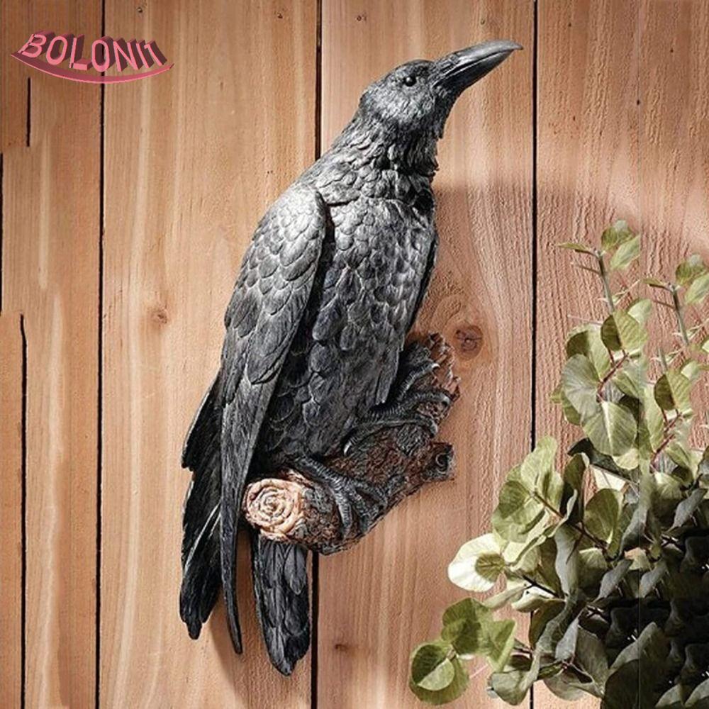 รูปปั้น BO Raven, รูปปั้นนกเรซิ่นสีดํา, ตกแต่งสัตว์ Raven ที่สมจริง Home