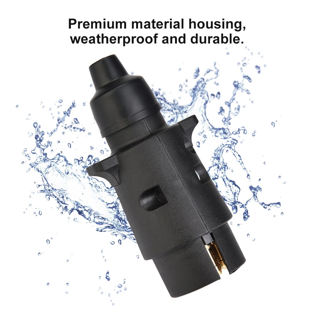 Shopp1 aqxreight 7 Pin มาตรฐานรถ Trailer Socket Plug Connector Weatherproof สีดํา 12V aqxreight1frq4
