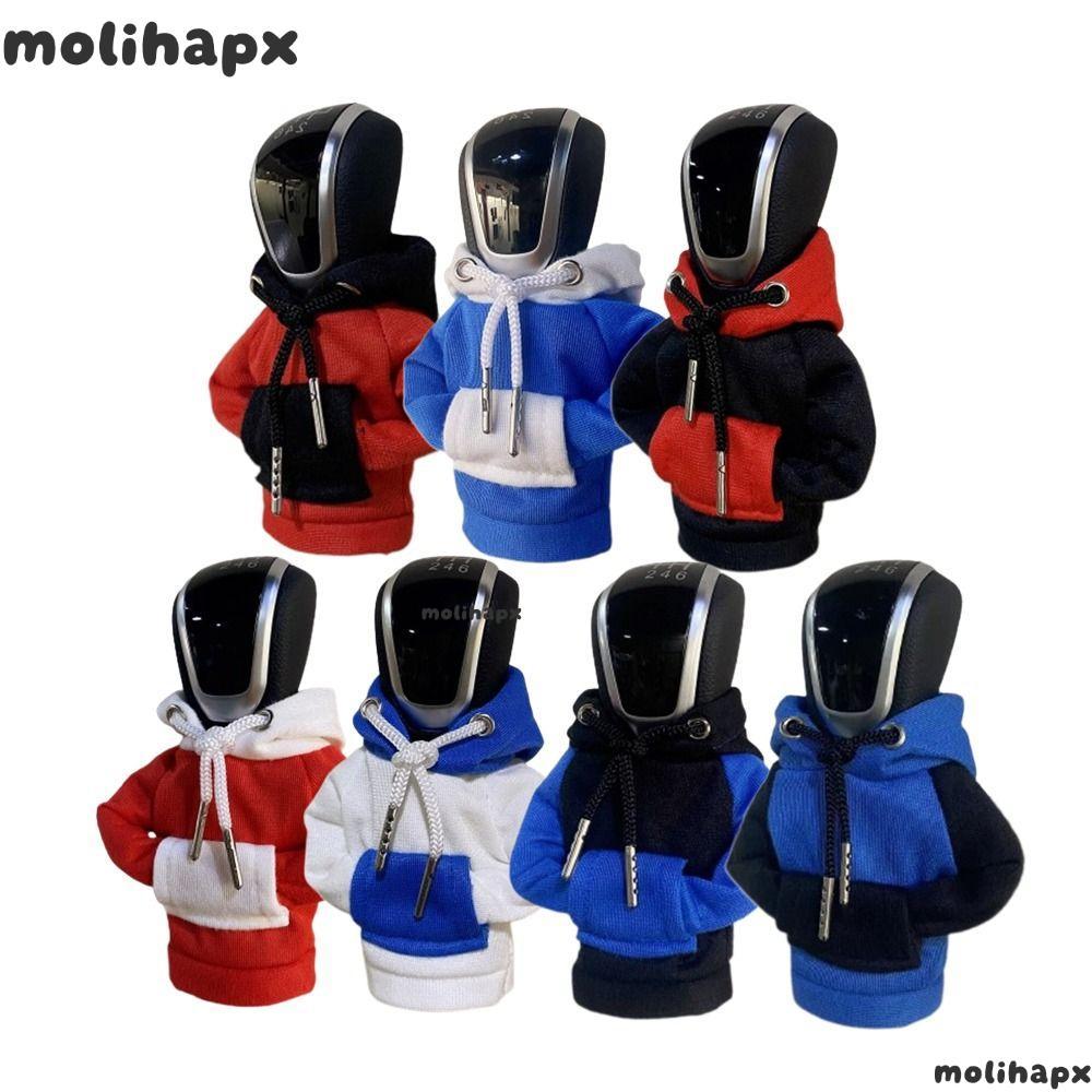 MOLIH Knob Hoodie Sweatshirt, Cotton Color Stitching Hoodie Car Gear Shift Cover, Creative Car Interior Knob Hoodie Cover Car