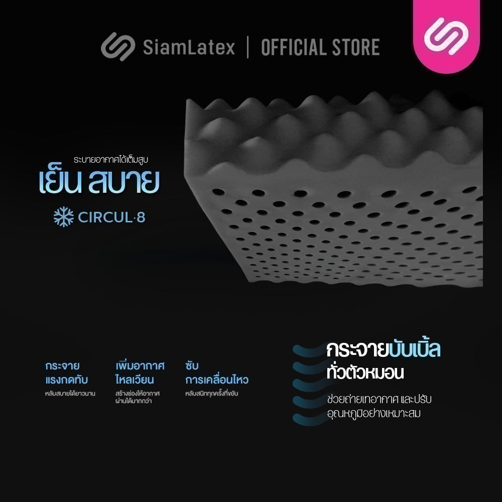 [ซื้อ 1 แถม 1] SiamLatex หมอนยางพารา Double slopes (Black Charcoal)  หมอนเพื่อสุขภาพ แก้ปวดคอ ลดกรน รูปที่ 3