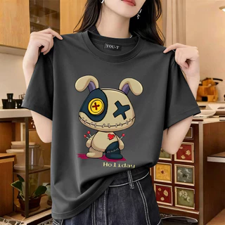 T42.SHOP🌸 สื้อยืด oversize เสื้อแฟชั่น เกาหลี โคตรนุ่ม ผ้าคอตตอน ลาย 'HOLIDAY' สินค้าใหม่ 2026