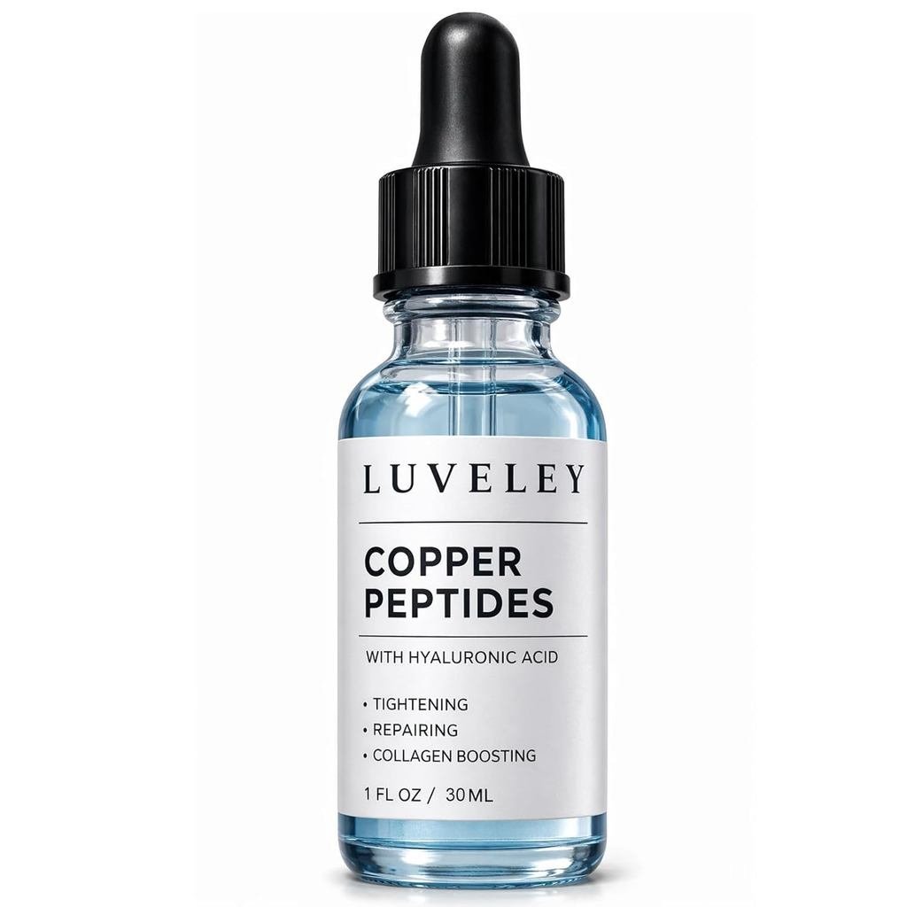 LUVELEY GHK-Cu Peptide Serum - with GHK-Cu Peptide and Hyaluronic Acid, 1 Fl Oz