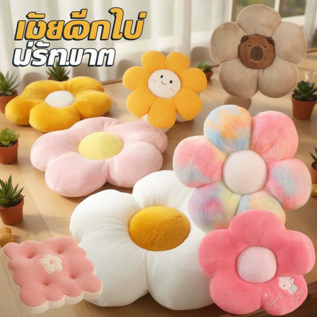 ดอกไม้เบาะหมอนตุ๊กตาผ้าฝ้ายนุ่มโซฟาตกแต่งห้องนั่งเล่นห้องนอนของขวัญน่ารักบ้าน