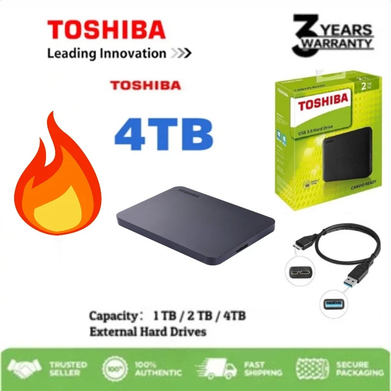 ⚡️ โตชิบา⚡️ HDD 2.5 Canvio Advance ฮาร์ดไดรฟ์แบบพกพา 1TB/2TB/4TB USB3.0 ฮาร์ดดิสก์ภายนอก