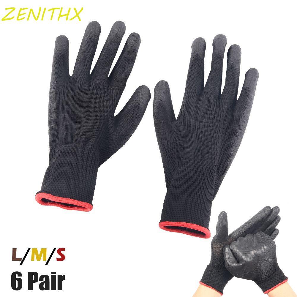 ZENITHX Garden Supplies Builders Coated Grip Black Nylon 6 คู่ถุงมือทํางาน