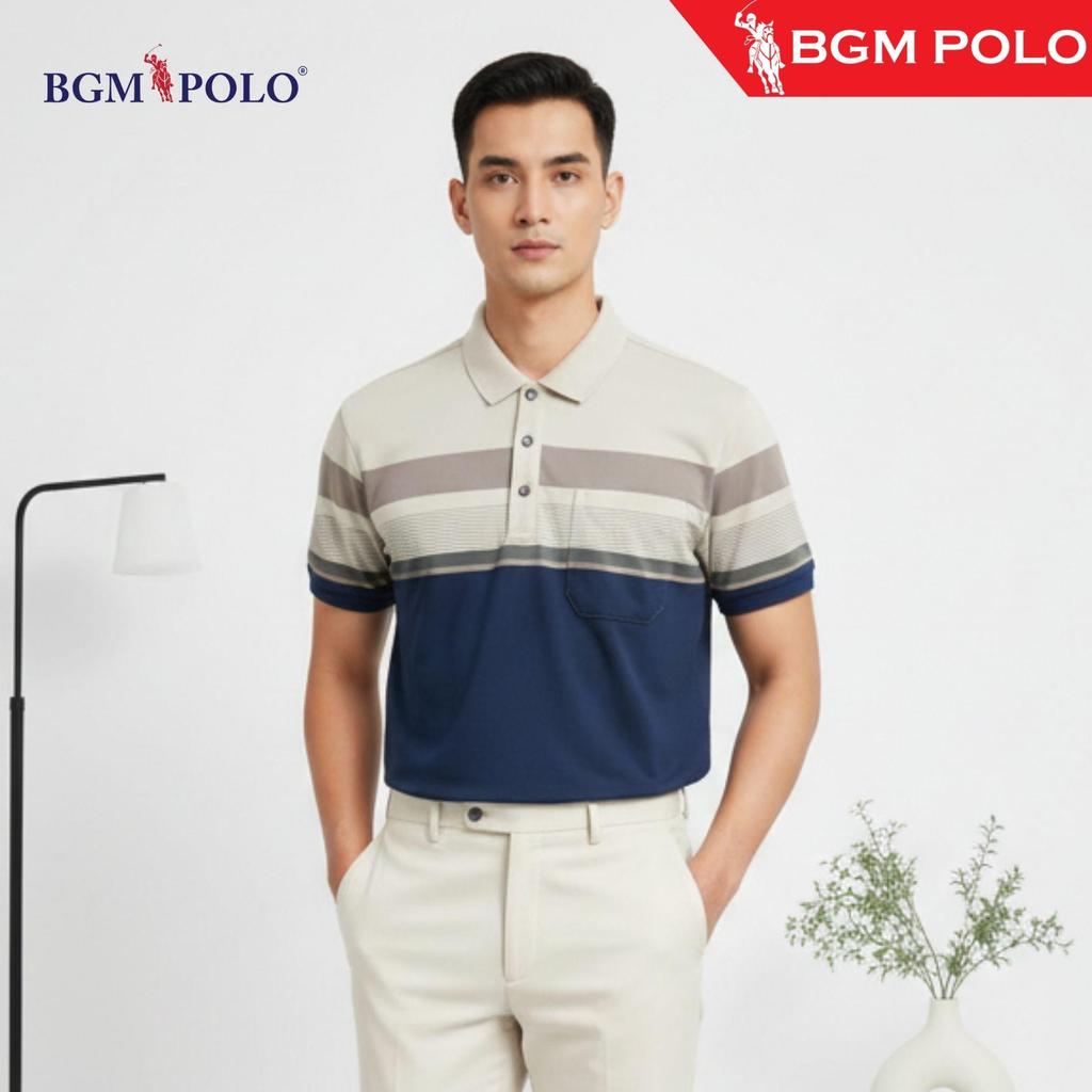 BGM POLO COLLAR เสื้อยืด STRIPED 1608-BP-CS190S1608-MNCNCTW