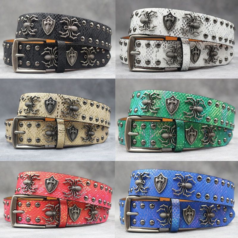เข็มขัดลายงู 3D Spider Rivet สไตล์ Punk และ Y2K สำหรับทั้งชายและหญิง