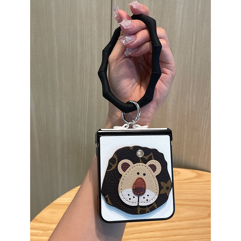 น่ารักการ์ตูน Lion Big ซิลิโคนแหวนสร้อยข้อมือสําหรับ Samsung Galaxy Z Flip 7 FE 6 5 4 3 5G บานพับคลุ