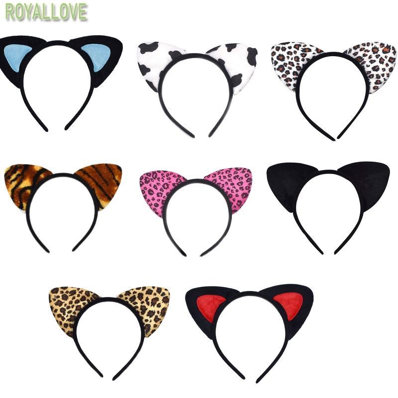 Royal Animal Hair Hoop Leopard Cats Ear Headband Night Party Cow Tiger Print Hairba