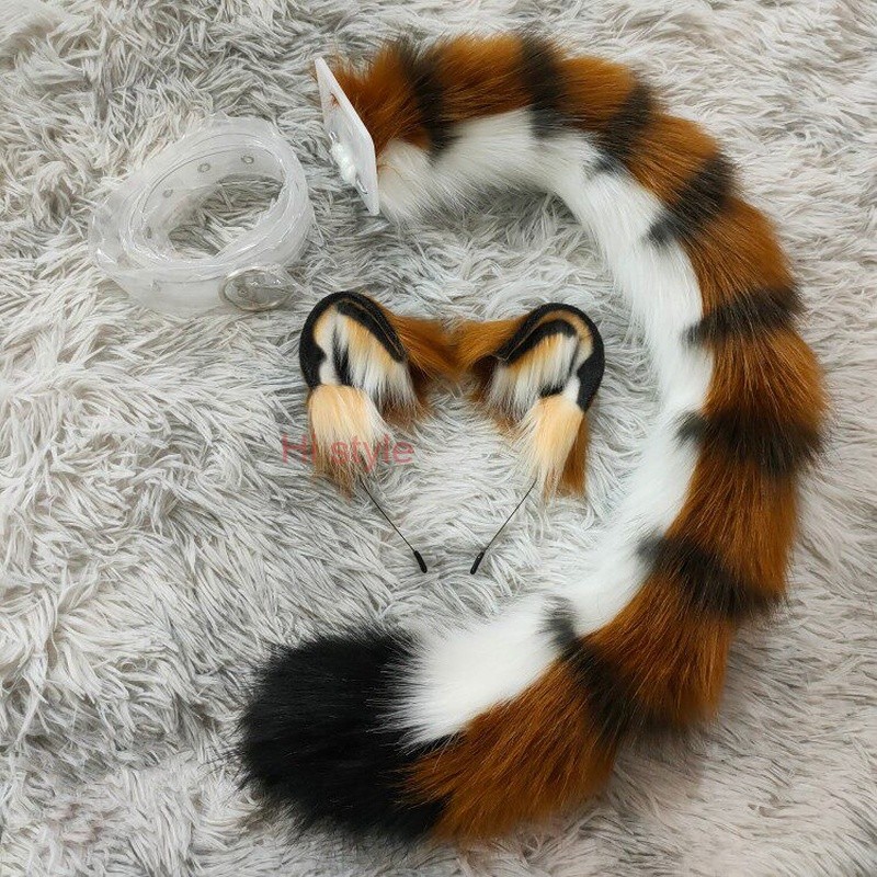 Handcrafted COSplay simulation animal ears, animal tails, plush tiger tails, ear headbands and headw