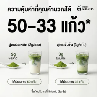 ผงชาเขียวมัทฉะ PANDATEAS INTENSE x2 ลาเต้เข้ม เพียวหอม (50g x2) รวม 100g