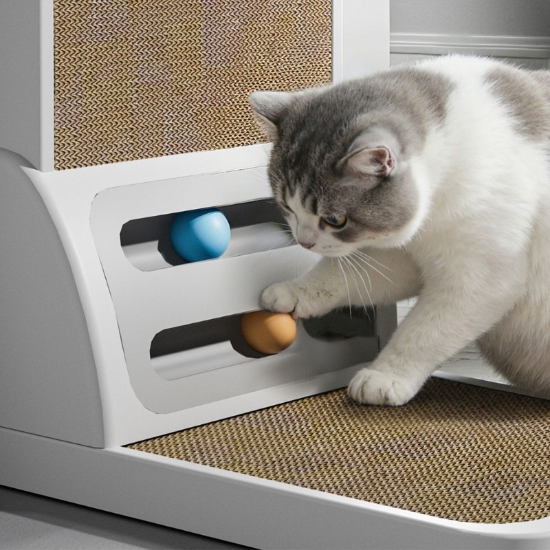 LIVI ขนาดใหญ่ 60x42x31 ซม.แมว Scratching Board การออกแบบที่ถอดออกได้หนา PP วัสดุ 90° มุมไร้รอยต่อรัก