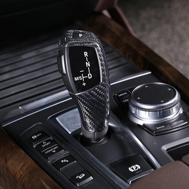 Carbon Fiber Car Gear Shift Handle Cover Stickers Accessories For BMW F30 F10 F20 G30 X5 E70 X6 E71 