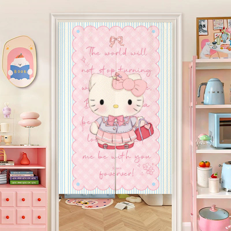 🌈Door curtain with rod HelloKitty Door Curtain Cartoon Cute Princess Decoration Bedroom Door Curtain