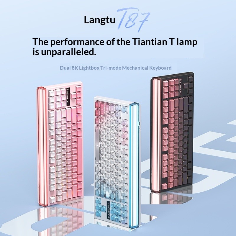 LANGTU T87 Custom Mechanical Keyboard 8k Polling Rate PBT Keycaps HOT-Swap RGB Erogonomic ไร้สายบลูท