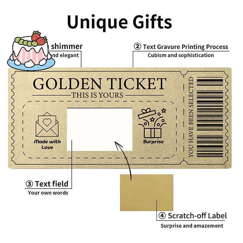 [Sep] การ์ดขูด Raffle Gift Scratch Off Ticket Golden Ticket Surprise Concert Ticket Party Favor With