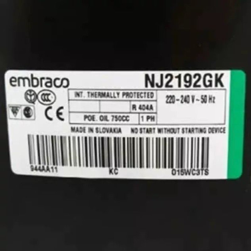 คอมเพรสเซอร์ Embraco รุ่น NT2192GK, NT2180GK, NT2192KN, NJ2192GK, NEU6212G