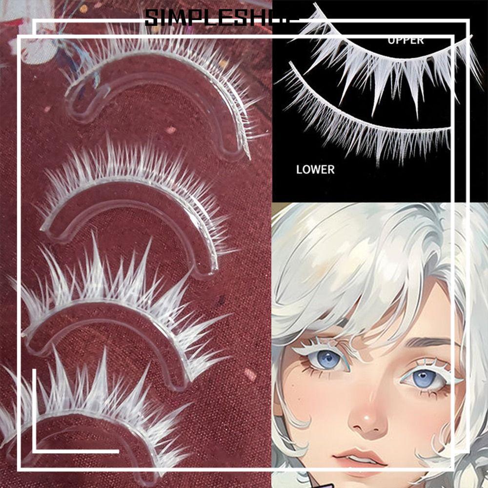 SIMPLESHOP White Lashes, นํากลับมาใช้ใหม่ดูธรรมชาติคอสเพลย์ขนตาสีขาว, ปาร์ตี้สวมหน้ากากฮาโลวีน White