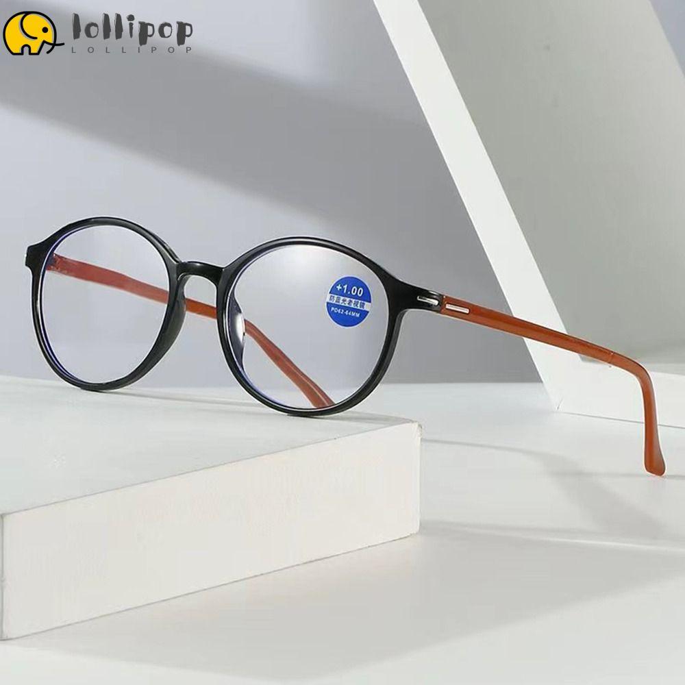 LOLLIPO1 แว่นตาอ่านหนังสือ Women & Men Strength 1.0x ~ 4.0x Retro Anti-blue Light แว่นตา