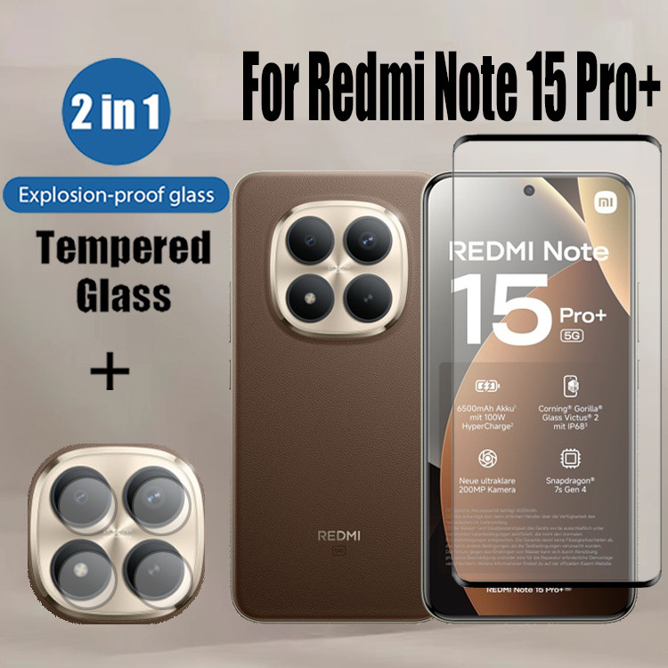 2 in 1 HD ป้องกันหน้าจอ สำหรับ กระจกนิรภัยสําหรับ สำหรับ Xiaomi Redmi Note 15 Pro+ 14 13 Pro Plus 5G Anti-impact Glass ฟิล์ม กันรอยหน้าจอ สำหรับ ฟิล์มกระจก & ฟิล์มกล้อง