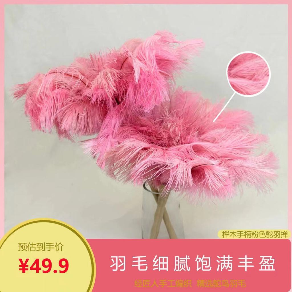 Hot Sale#[Delicate Ostrich Feather]Pink Ostrich Feather Duster for Home Dust Removal, Anti-Static Ca