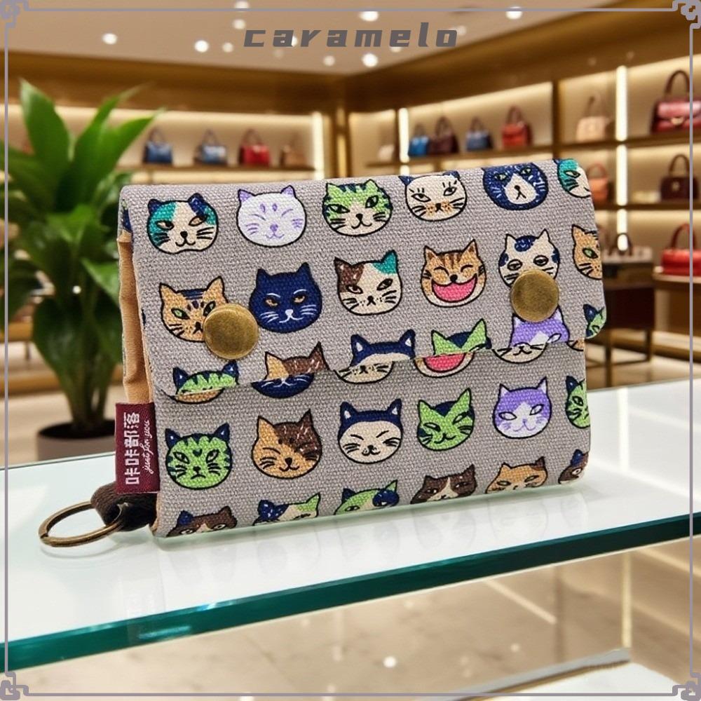 CARAMELO กระเป๋าสตางค์พิมพ์ลายการ์ตูน พร้อมซิปรองเท้าผ้าใบ พกพาได้ง่าย ใช้เป็น organizer เปลี่ยนเงิน สำหรับทั้งผู้หญิงและผู้ชาย