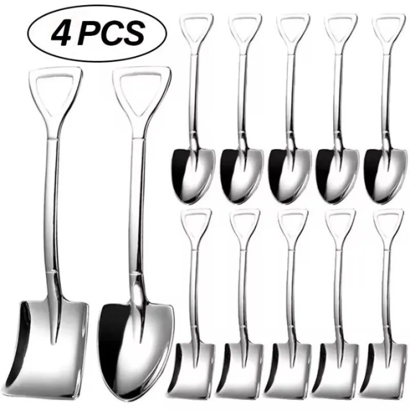 เครื่องครัวรูปทรงจอบสแตนเลส 1/4 ชิ้น / ช้อนรูปพลั่วขนาดเล็ก