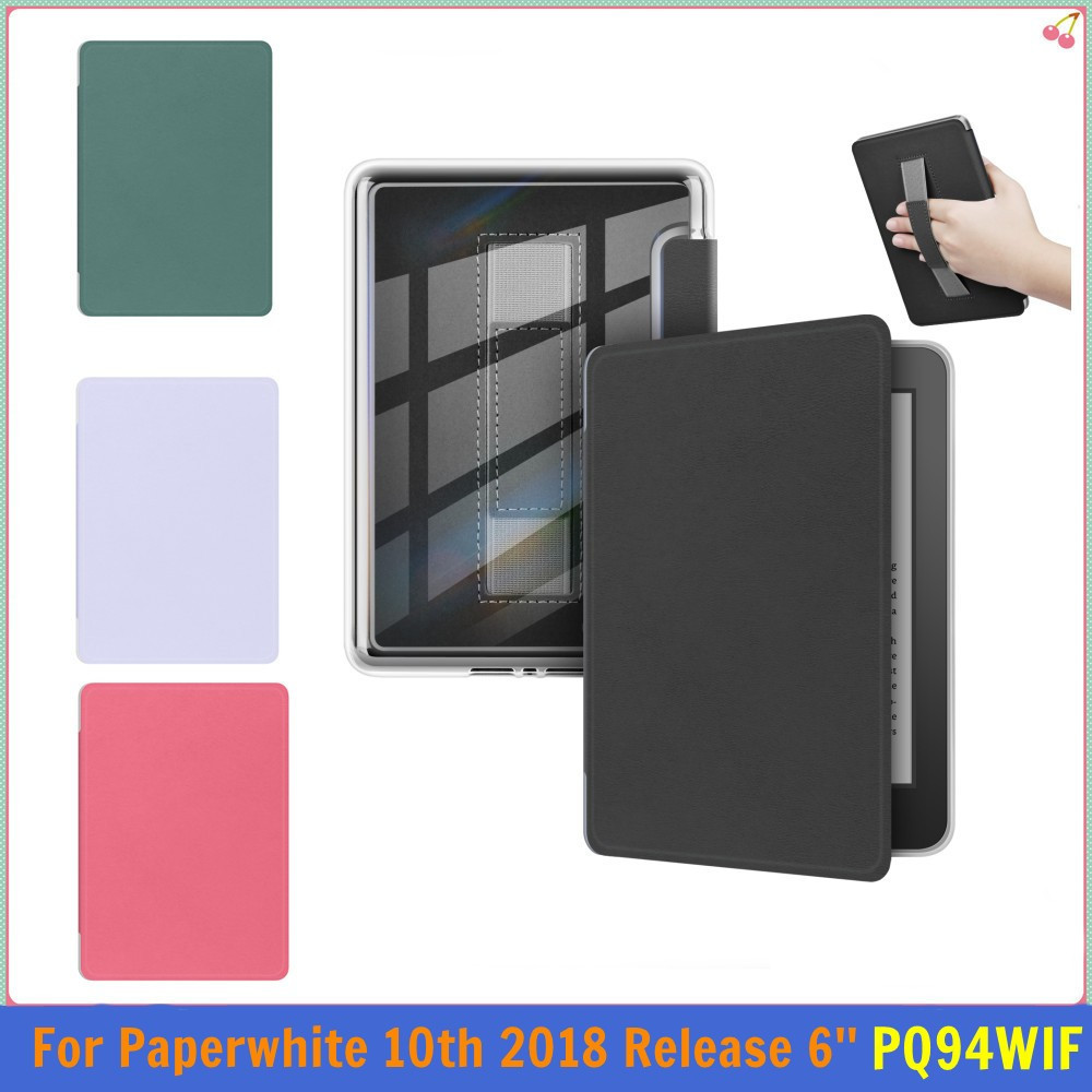 หนัง PU Clear Back Case สําหรับ Kindle Paperwhite 10th Generation Case 6 2018 พร้อมเข็มขัดมือ PQ94WI