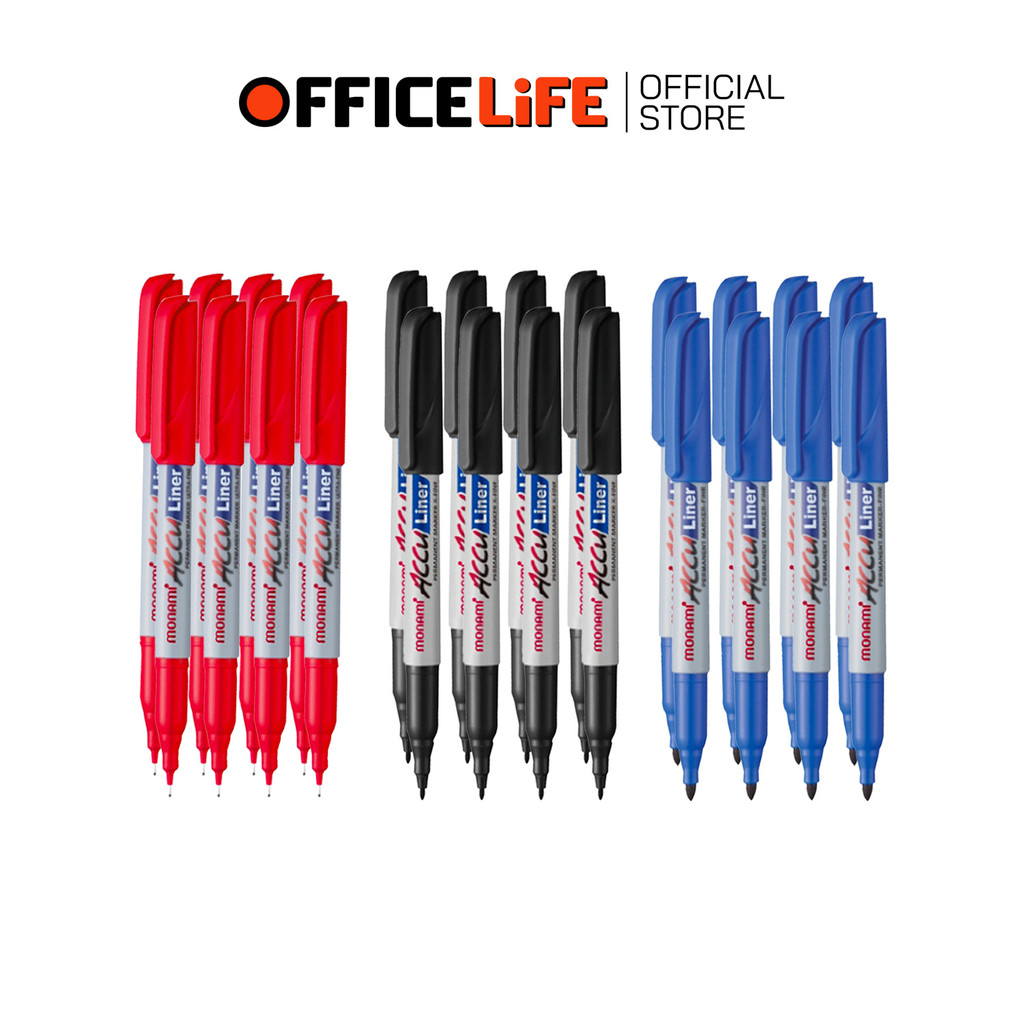 Monami (โมนามิ) ปากกามาร์คเกอร์ เขียน CD AccuLiner (แอ็คคูไลเนอร์) ขนาดหัว 0.5 0.7 1.0 mm. ( 12 ด้าม
