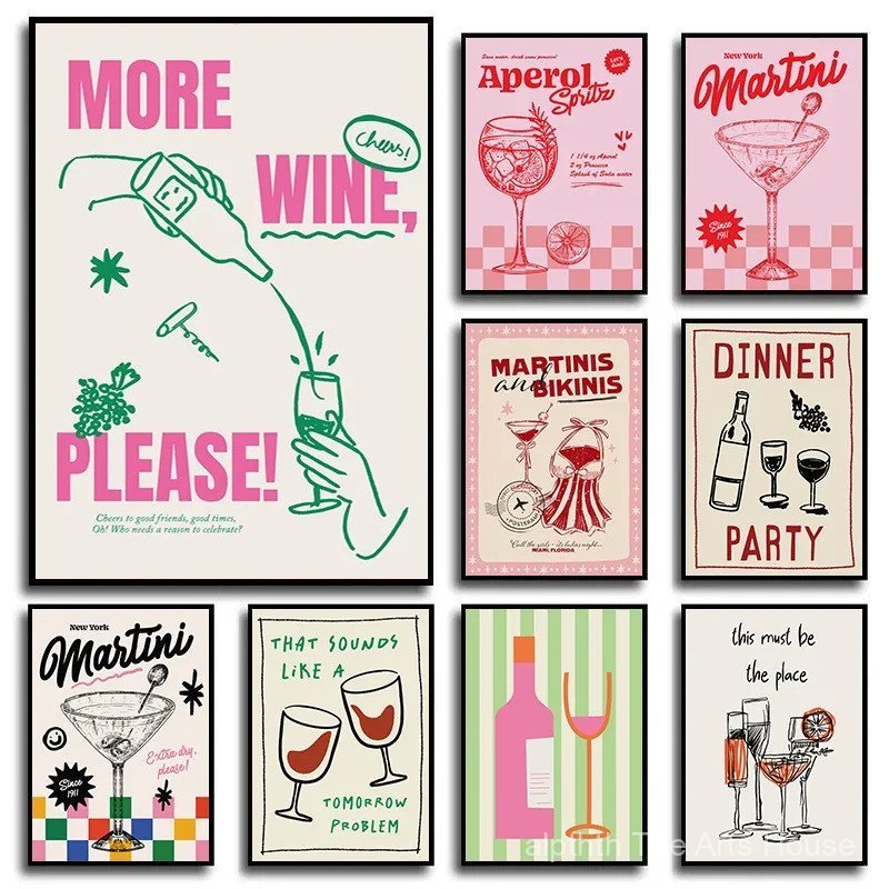 Vintage ค็อกเทล Mojito Wine Club Bar เครื่องดื่ม Wall Art ภาพวาดผ้าใบ Nordic โปสเตอร์และพิมพ์ภาพผนัง