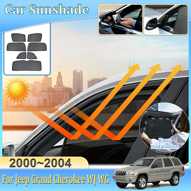 สําหรับ Jeep Grand Cherokee WJ WG MK2 2000 2001 2002 2003 2004 รถแม่เหล็กบังแดด Anti-UV Sun Visor ตา