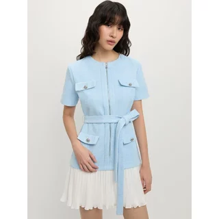 [Pomelo] เดรสผ้าทวีตชายกระโปรงพลีท / Tweed and Pleated Hem Dress