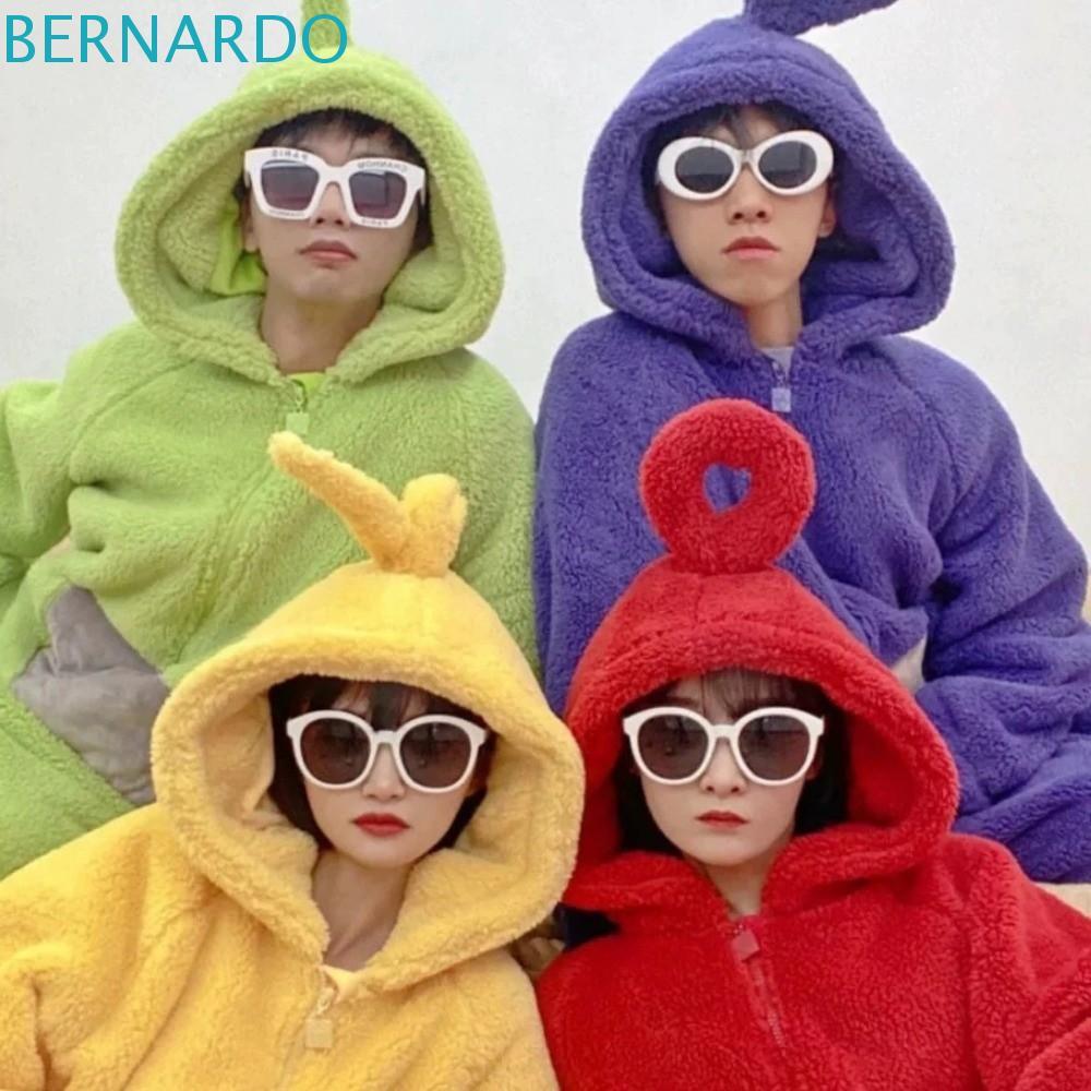 BERNARDO ชุดนอน Teletubbies คอสเพลย์ Tinky Winky และ Laa-Laa พร้อมชุดนอนขนแกะปะการังและฮู้ดี้อบอุ่น