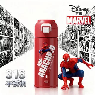 Spider-Man ดิสนีย์เดอร์แมนเด็กกระติกน้ําร้อนถ้วยความจุขนาดใหญ่316แบบพกพาดื่มโดยตรงถ้วย