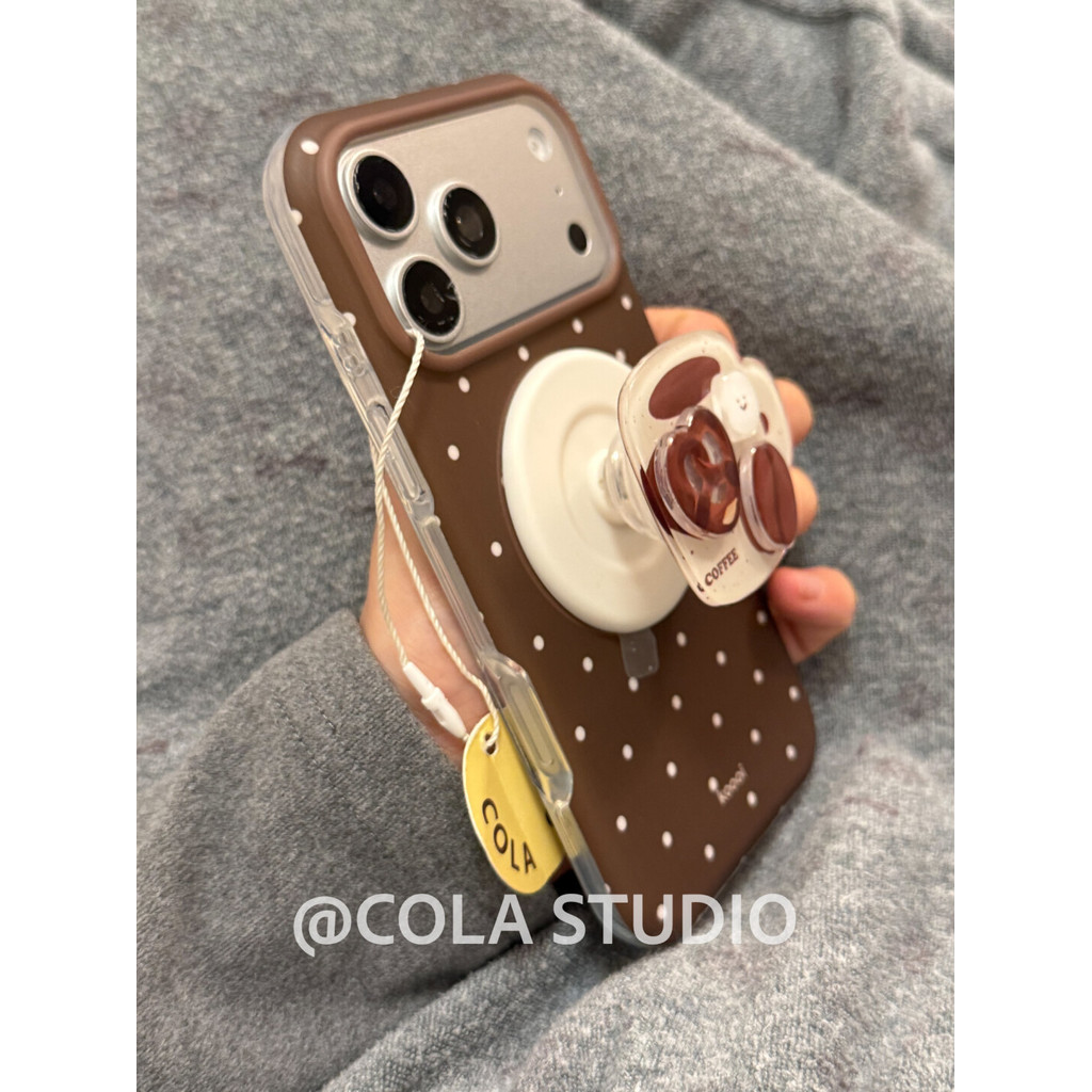 แม่เหล็กสองชั้นฝ้าสีน้ําตาลลายจุดถ้วยกาแฟออกแบบเคสโทรศัพท์เข้ากันได้กับiPhone 14 Pro 15 16 Pro 17 Pro Maxกันกระแทกฝาครอบป้องกัน - รูปที่ 4