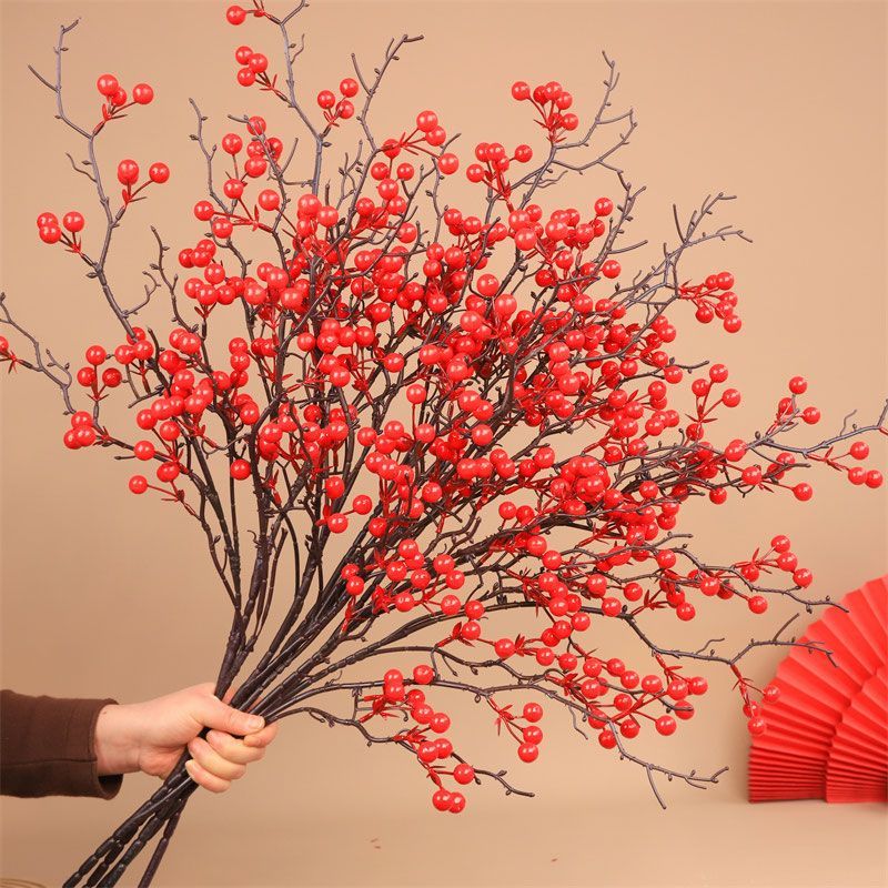 จําลองทับทิม ดอกไม้ปลอม ผลไม้สีแดงนําโชค ตกแต่งปีใหม่ พิธีขึ้นบ้านใหม่ 20251227