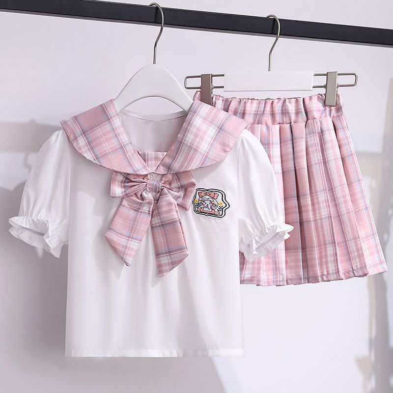 女童JK制服套装2024夏装学生风时尚洋气中大儿童短袖衬衫短袖衬衫短裙Girls JK ชุด 2024 ฤดูร้อน Dress3e5x9st7j3my20251227