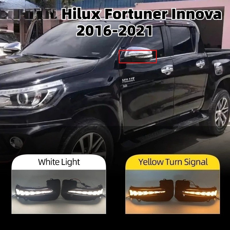 คู่แบบไดนามิกขับรถไฟเลี้ยว led กระจกมองข้าง sequitial ตัวบ่งชี้ blinker โคมไฟสําหรับ hilux fortuner innova 2016-2021