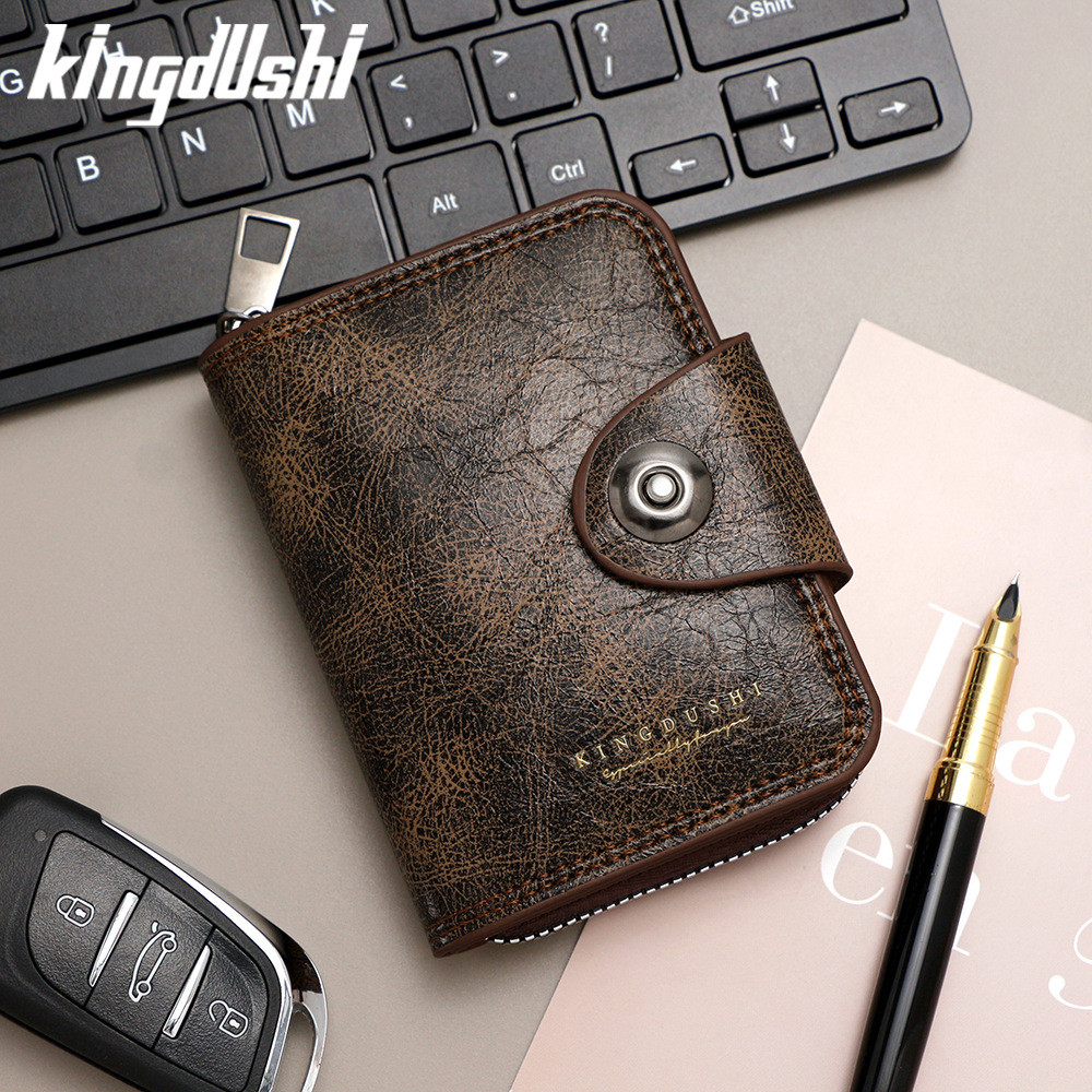 Retro Oil Wax Leather Organ Card Holder เอกสารความจุขนาดใหญ่